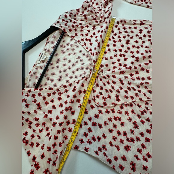 Billabong Lightweight Top Oversized Cream Red Flowers Print Long Sleeve Size S - Picture 10 of 11